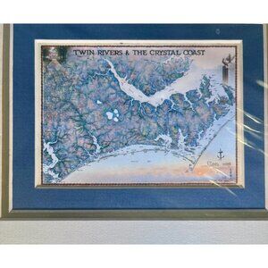 Twin Rivers & The Crystal Coast Map Print By Moore Art Inc. Matted Coastal Map